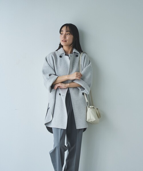 RONEL ピーコート pコート ウールミックスリバーコート レディース