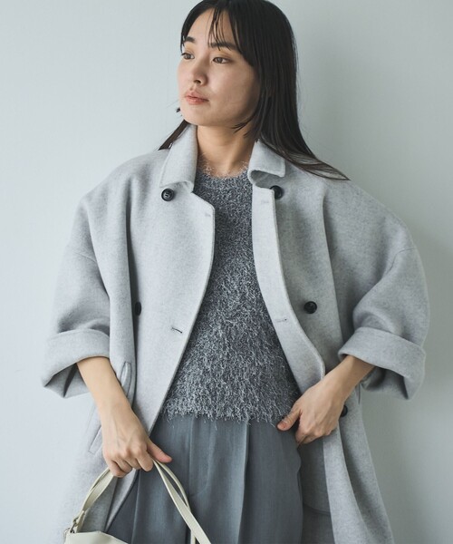 RONEL ピーコート pコート ウールミックスリバーコート レディース