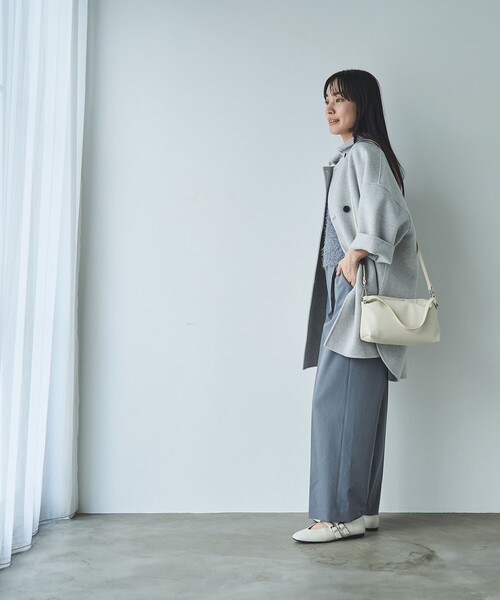 RONEL ピーコート pコート ウールミックスリバーコート レディース