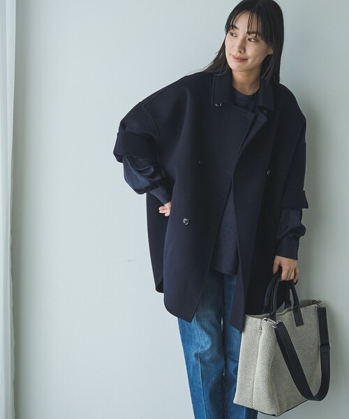 RONEL ピーコート pコート ウールミックスリバーコート レディース