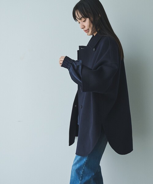 RONEL ピーコート pコート ウールミックスリバーコート レディース