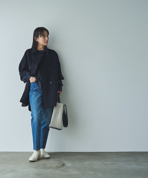 RONEL ピーコート pコート ウールミックスリバーコート レディース