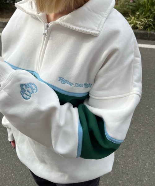 HTH トレーナー スウェット line half zip レディース