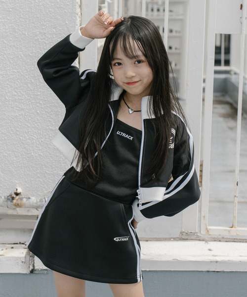 黒 キュロット サイド装飾付き URBAN CHERRY スカート 「U.TRACK」サイドラインキュロット