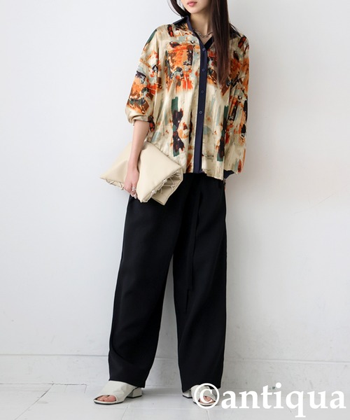 antiqua（アンティカ） ブラウス シャツ アート柄シャツ レディース