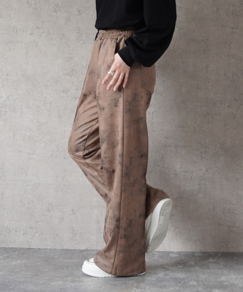 Emma（エマ） スラックス パンツ マーブル柄ワイドパンツ レディース