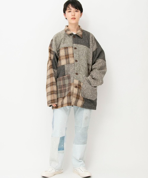 Johnbull コート ジャケット パッチワークツイードジャケット