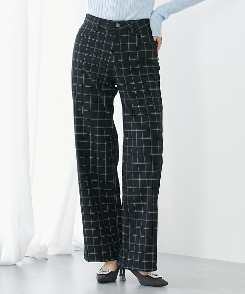 slattgir パンツ 高身長 ストレッチ裏フリースセミワイドパンツ（股下