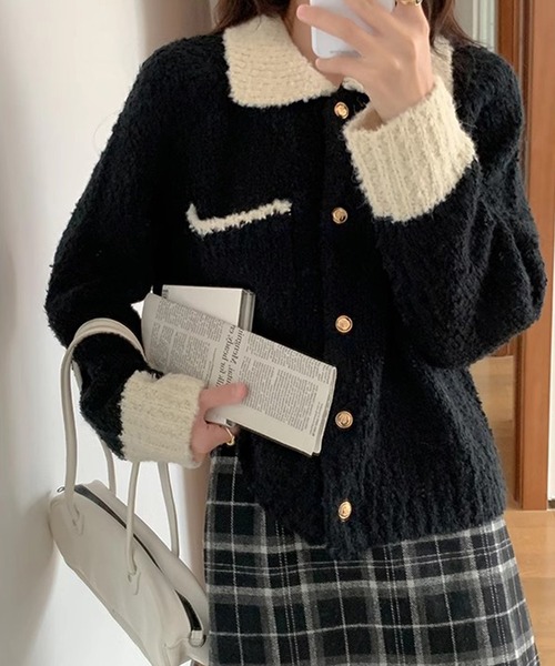 ニット セーター 配色フレンチニット レディース