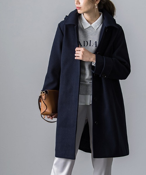 ピエロ Pierrot（ピエロ） ステンカラーコート M ネイビー レディース