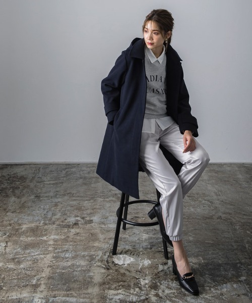 Pierrot（ピエロ） ステンカラーコート M ネイビー レディース