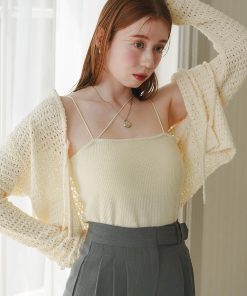 hinari 2way カップ付きリブキャミ hinari tシャツ 2wayカップ付きリブキャミ レディース