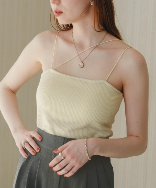hinari 2way カップ付きリブキャミ 2wayカップ付きリブキャミ（Tシャツ/カットソー）｜hinari