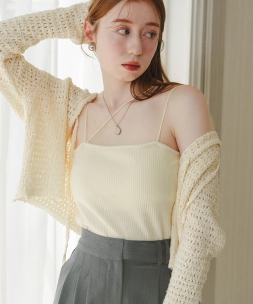 hinari 2way カップ付きリブキャミ hinari tシャツ 2wayカップ付きリブキャミ レディース