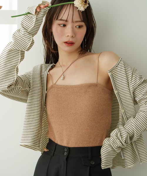 hinari 2way カップ付きリブキャミ 2wayカップ付きリブキャミ（Tシャツ/カットソー）｜hinari