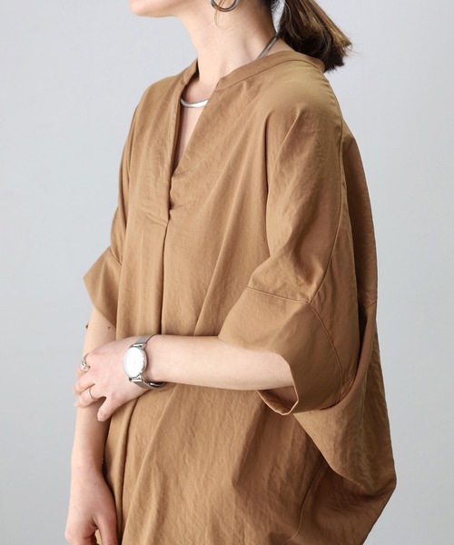 美品 ADORE アドーア ライト麻ブラウス スキッパーシャツ 半袖 ブラウン 美品 ADORE アドーア ライト麻ブラウス スキッパーシャツ 半袖