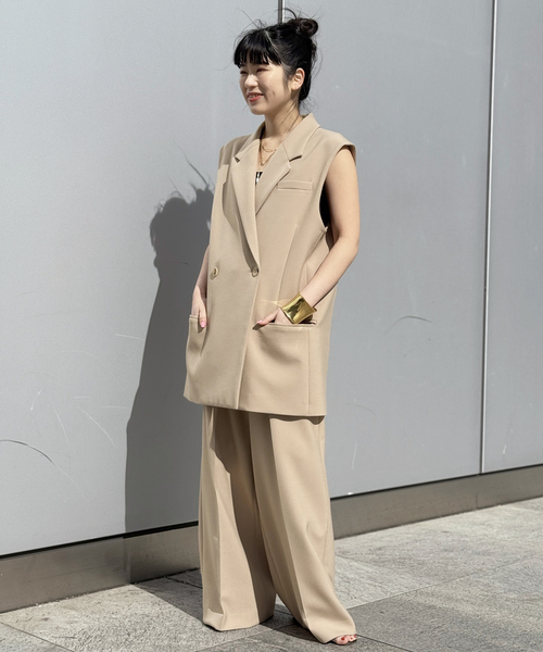 【新品タグ付き】ダブルクロス　ワイドパンツ EVERYDAY I LIKE. スラックス パンツ *ダブルクロスワイドパンツ