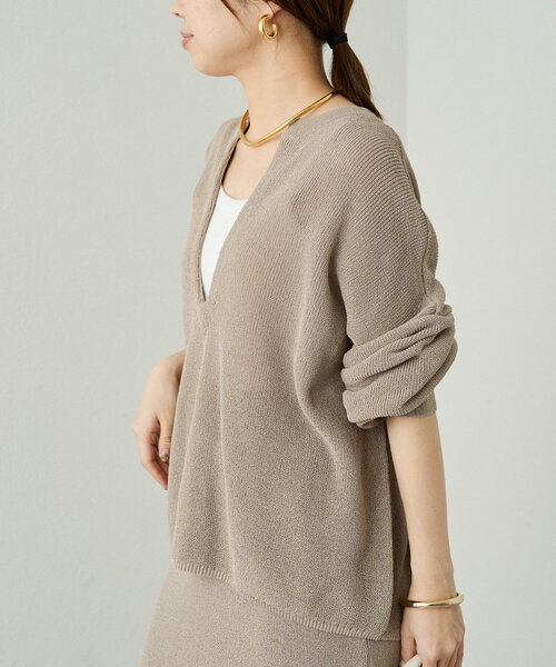 スキッパー和紙ニット　定価18700円　 ラウンジドレス Loungedress ニット セーター スキッパー和紙ニット レディース