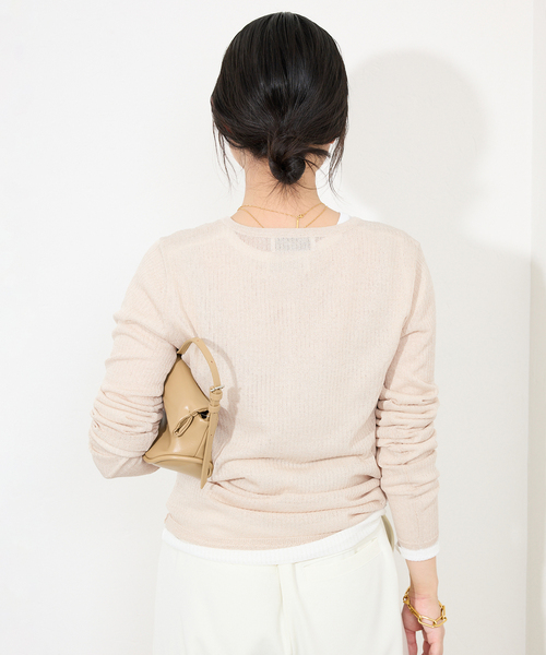 SLOBE IENA ニット セーター シアーリブヘンリーネックプル