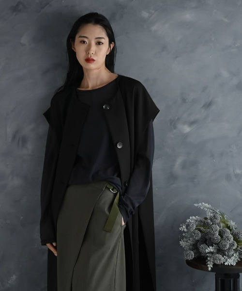 STYLE DELI ベスト ジレ 「BLK001」シングルロングベスト