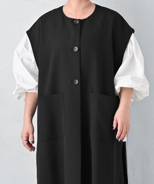ベスト ジレ 「BLK001」シングルロングベスト レディース STYLE DELI ベスト ジレ 「BLK001」シングルロングベスト