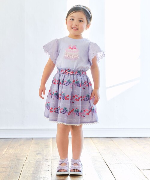 ANY（エニィ） tシャツ 袖レース ケーキプリント Tシャツ キッズ 子供