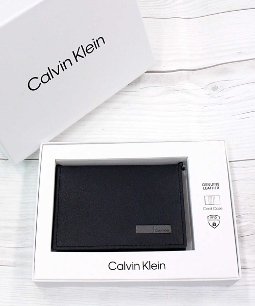 カルバンクライン CK レザーカードケース RFiD Calvin Klein カードケース CK ロゴプレート レザーカードケース