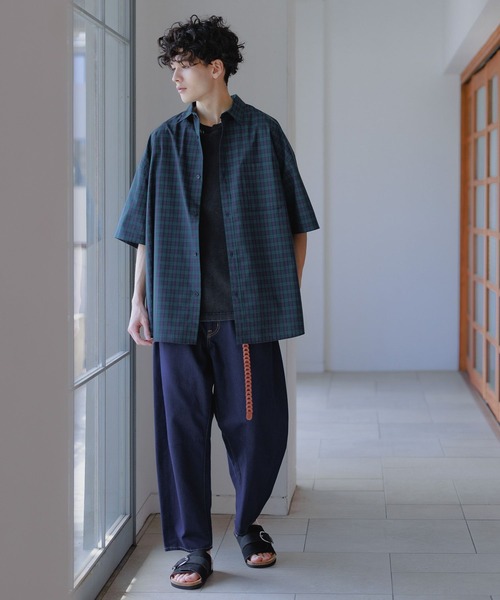 niko and…（ニコアンド） シャツ イージーケア柄ショートスリーブ