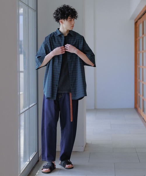 niko and…（ニコアンド） シャツ イージーケア柄ショートスリーブ