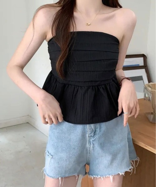 ブラウス シャツ ペプラム チューブトップ レディース : ZOZOTOWN