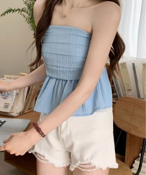 ブラウス シャツ ペプラム チューブトップ レディース : ZOZOTOWN
