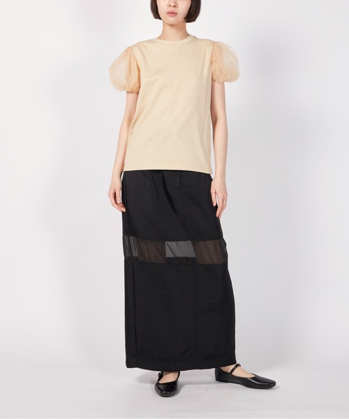 CLANE TULLE VEST LAYERED TOPS 3色