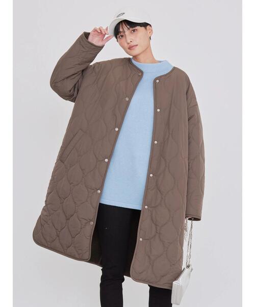 「AMERICAN HOLIC」 ノーカラーコート M モカ レディース_画像4