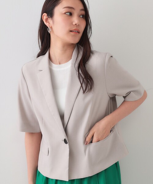 リネンライクドライシリーズ ショートジャケット green label relaxing ジャケット テーラードジャケット Soft