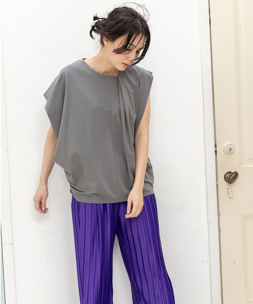 tシャツ アシンメトリータックTシャツ レディース