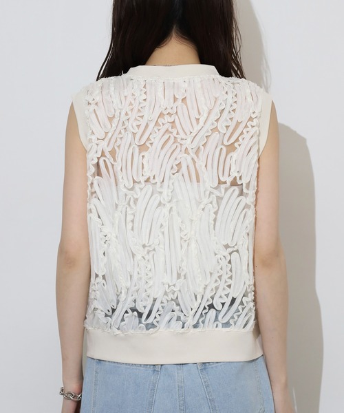 tシャツ BRODIAEA 「アンサンブル対応」立体レースシアーノースリーブトップス レディース tシャツ BRODIAEA 「アンサンブル対応」立体レースシアー