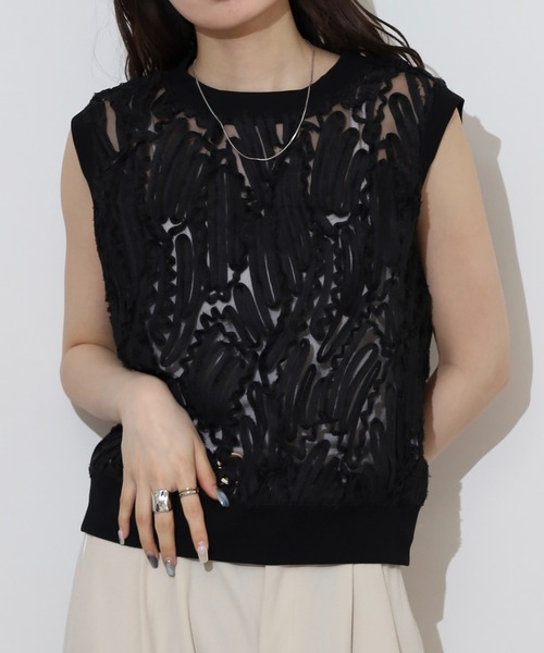 tシャツ BRODIAEA 「アンサンブル対応」立体レースシアー