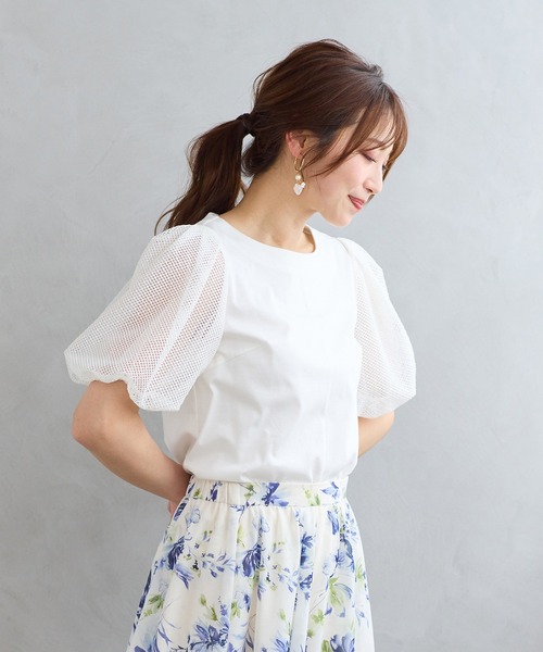 tシャツ 「接触冷感/手洗い可」ボリューム袖カットソー レディース