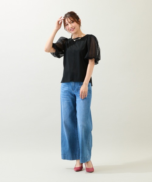 ローズティアラ（Rose Tiara）/【接触冷感/手洗い可】ボリューム袖カットソー Rose Tiara（ローズティアラ） tシャツ 「接触冷感/手洗い可
