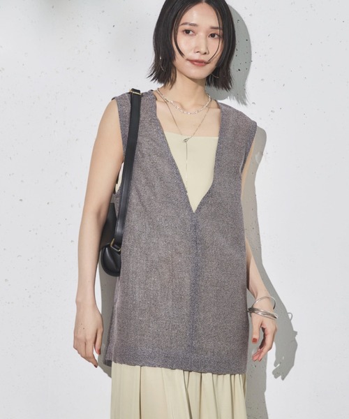 ベスト ジレ ラメメッシュベスト レディース