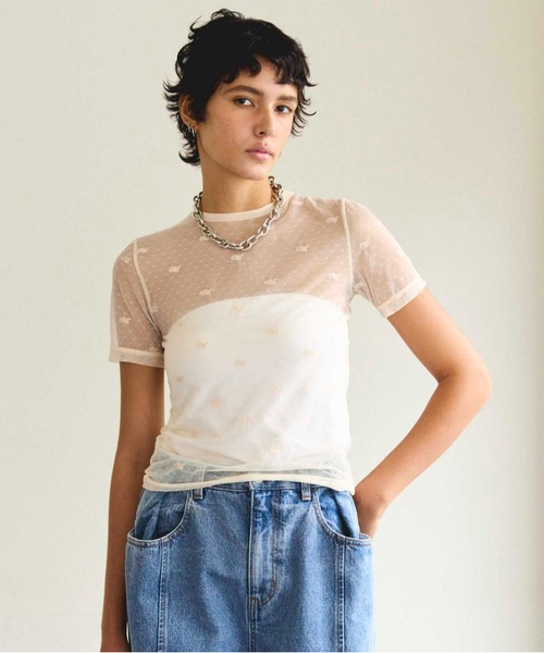 tシャツ Embroidery Lace Tops/エンブロイダリーレーストップス「MAISON SPECIAL/メゾンスペシャル」 レディース