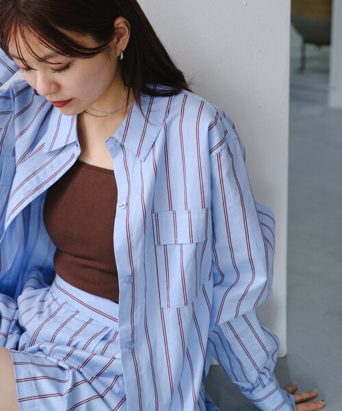 Kastane（カスタネ） ブラウス シャツ 「セットアップ対応」ストライプ