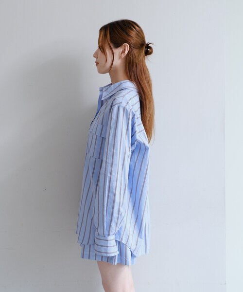 Kastane ブラウス シャツ 「セットアップ対応」ストライプシャツ