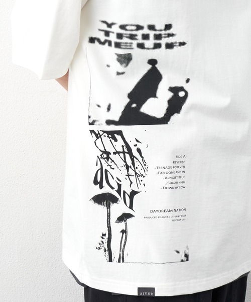 「AIVER」 7分袖Tシャツ LARGE オフホワイト メンズ