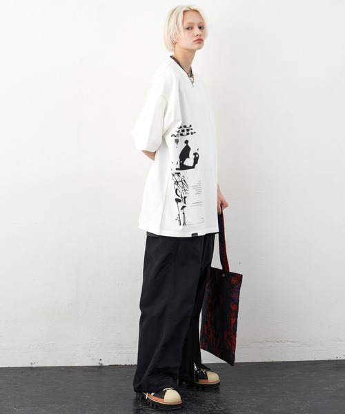 「AIVER」 7分袖Tシャツ LARGE オフホワイト メンズ
