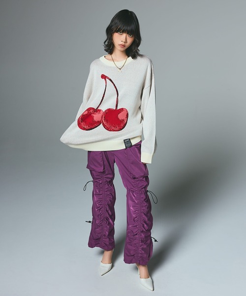X-girl（エックスガール） ニット セーター CHERRY JACQUARD KNIT TOP