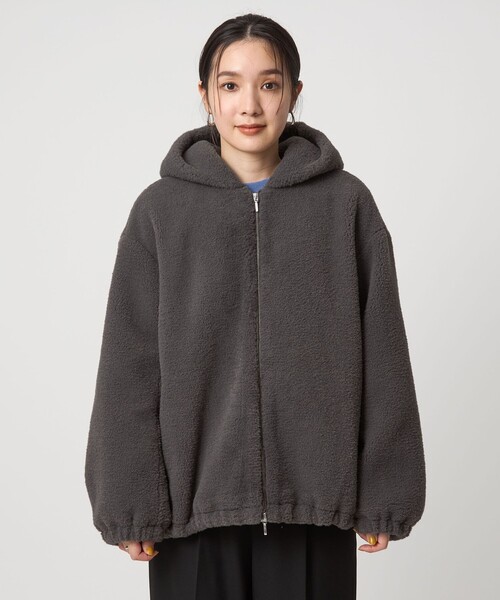 green label relaxingエコペル フェイクファー フード コート green label relaxingエコペル フェイクファー フード コート