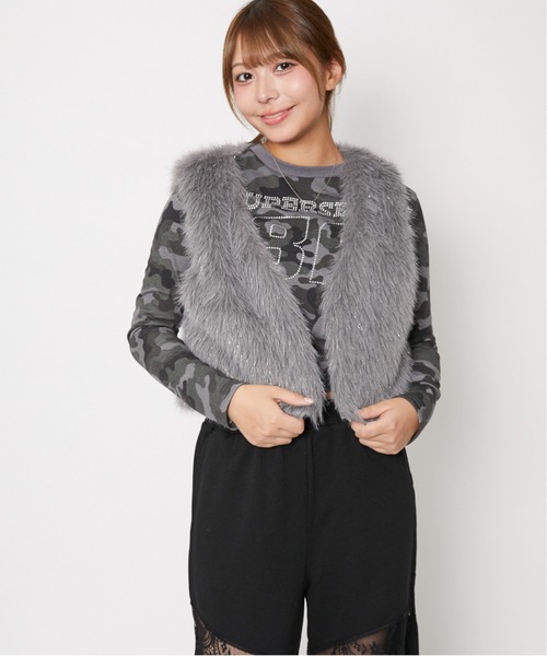ベスト ジレ 「ふわモコ×ショート丈」レディース フェイクファー 秋冬