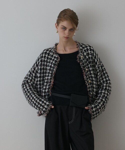 Diagram カーディガン ツイードニットショートカーディガン レディース  