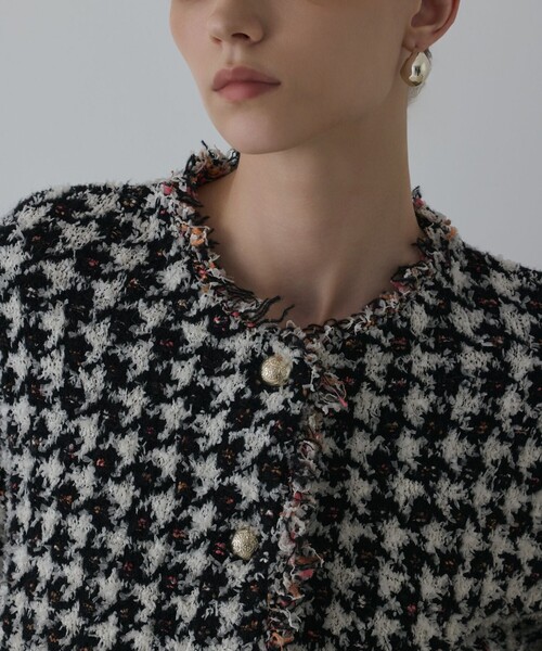 Diagram カーディガン ツイードニットショートカーディガン レディース  